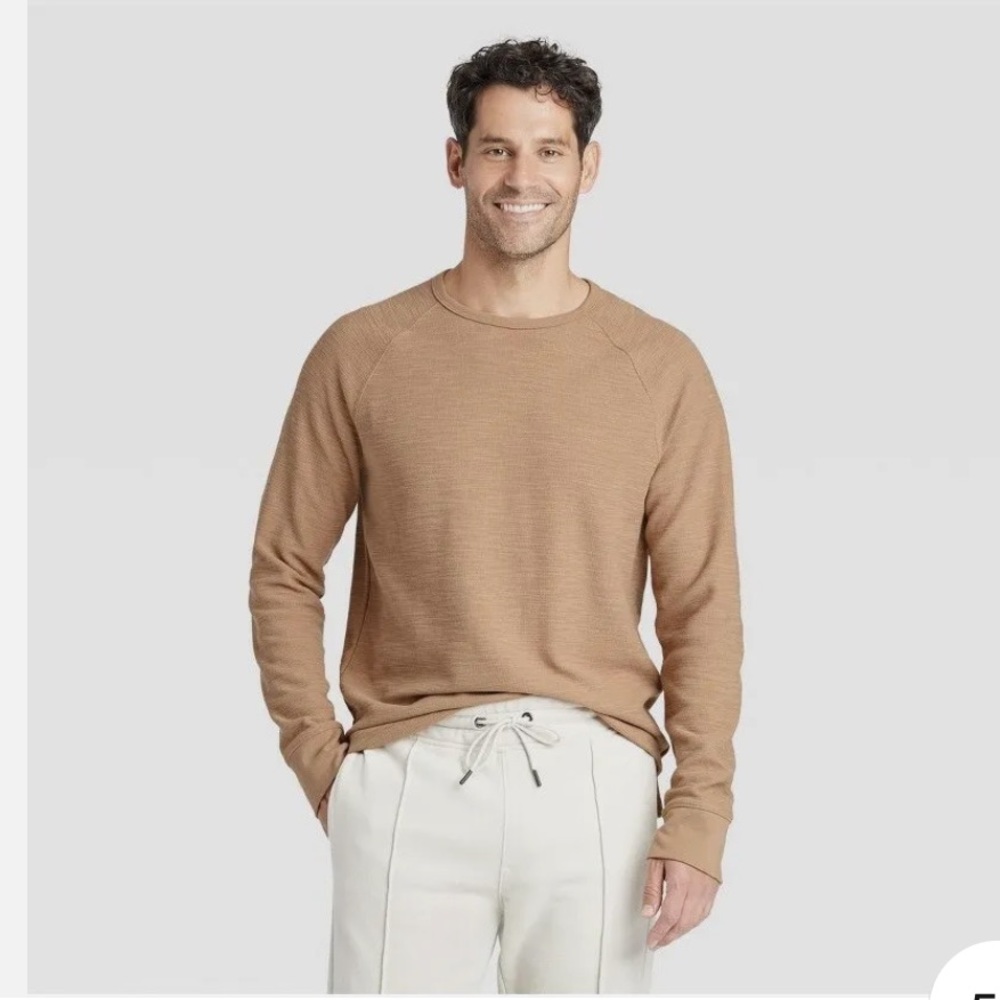 Men’s Long Sleeve Texture Crewneck Tee by GoodFellow & Co.